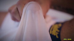 FANS EXCLUSIVE Big Cock Latino Camilo Brown Jerks and Cums Through His White Boxers Thumb