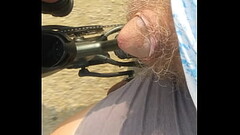cock out on public park trail Thumb