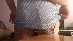 Sissy Shaking British Booty In Cute Blue Dress Thumb