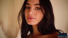 Playboy5.com - Petite latina model beauty Sarah Mollica gets naked at home for Playboy Thumb