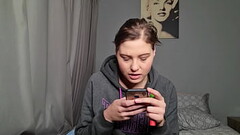 Fully clothed bob haircut blonde humiliating a guy'_s small dick after seeing the 2 dick pics he Thumb