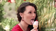 Liz Jordan Dribbles Ice Cream on Her Perky Natural Tits And Gets Rimmed and Pounded Doggystyle by Co Thumb