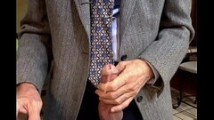 Quick cum as I gently tickle my sensitive cock and my cum starts to flow out, showing my exposed coc Thumb