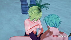 One Piece Yaoi - Zoro x Sanji Handjob and Blowjob in a beach - anime Manga Gay Thumb
