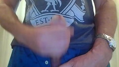 Horny fit dude stroking to nice cumshot Thumb