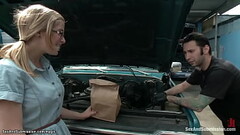Big cock mechanic fucks bound blonde Thumb