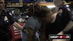 Black suspect is sucking this naughty MILF'_s nipples after being arrested. Thumb