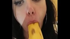 Horny homemade slut c. on a banana Thumb