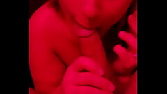 White girl deepthroats big dick while talking on phone Thumb