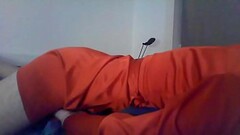 Sexy crossdresser cuming on satin red dress Thumb