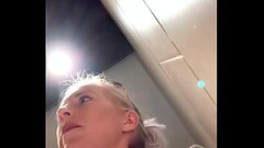 Horny in the restaurant! Fingered on the toilet to orgasm Thumb