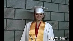 Angelic gal had to play with her new fake penis Thumb