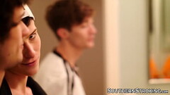 Handsome twinks butt banging in sweet threesome Thumb