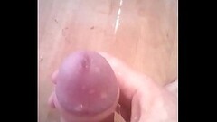 Peeing like a big fountain out my great big twitchy and rock hard cock, all over the floor, whilst s Thumb