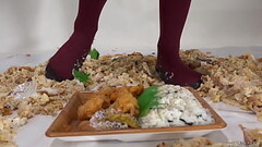 foodcrush　A woman stepping on food Thumb