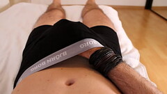 Boy plays with hard cock in boxers Thumb