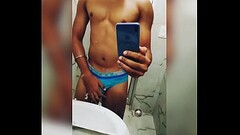 desi twink jerking off his big dick in hotel washroom Thumb