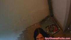 European beauty sucks cock in public Thumb