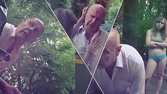Old Man Bangs Two Tight Pussy Teens In The Forest Thumb