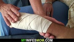 Her blonde mom in law rides his big dick Thumb