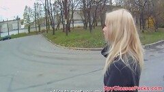 Pulled babe sucks cock and gets fucked Thumb