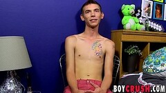 Twink Bentley Ryan strokes his large cock for an interview Thumb