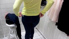 Pissing in the public toilet and undressing in the dressing room at the mall. Thumb
