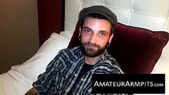 Big dicked hairy dude loves jerking off his rock hard prick Thumb