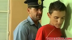 Police officer Roberts bangs hot twink Ian on a office desk Thumb