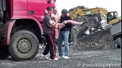 Cute blonde fucked by 2 guys at a public construction site threesome Thumb